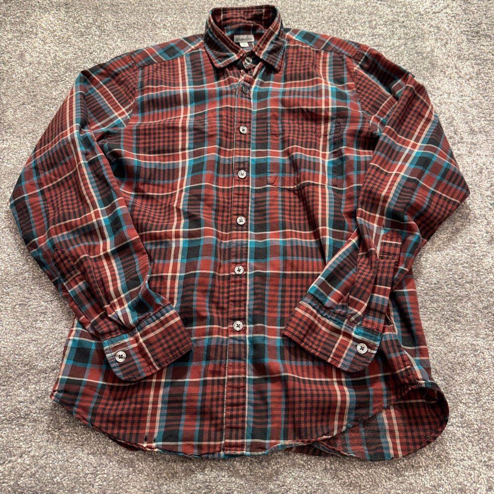Steven Alan Shirt Mens Small Red Blue Plaid Cotton Casual Button Down USA Preppy - Picture 2 of 10